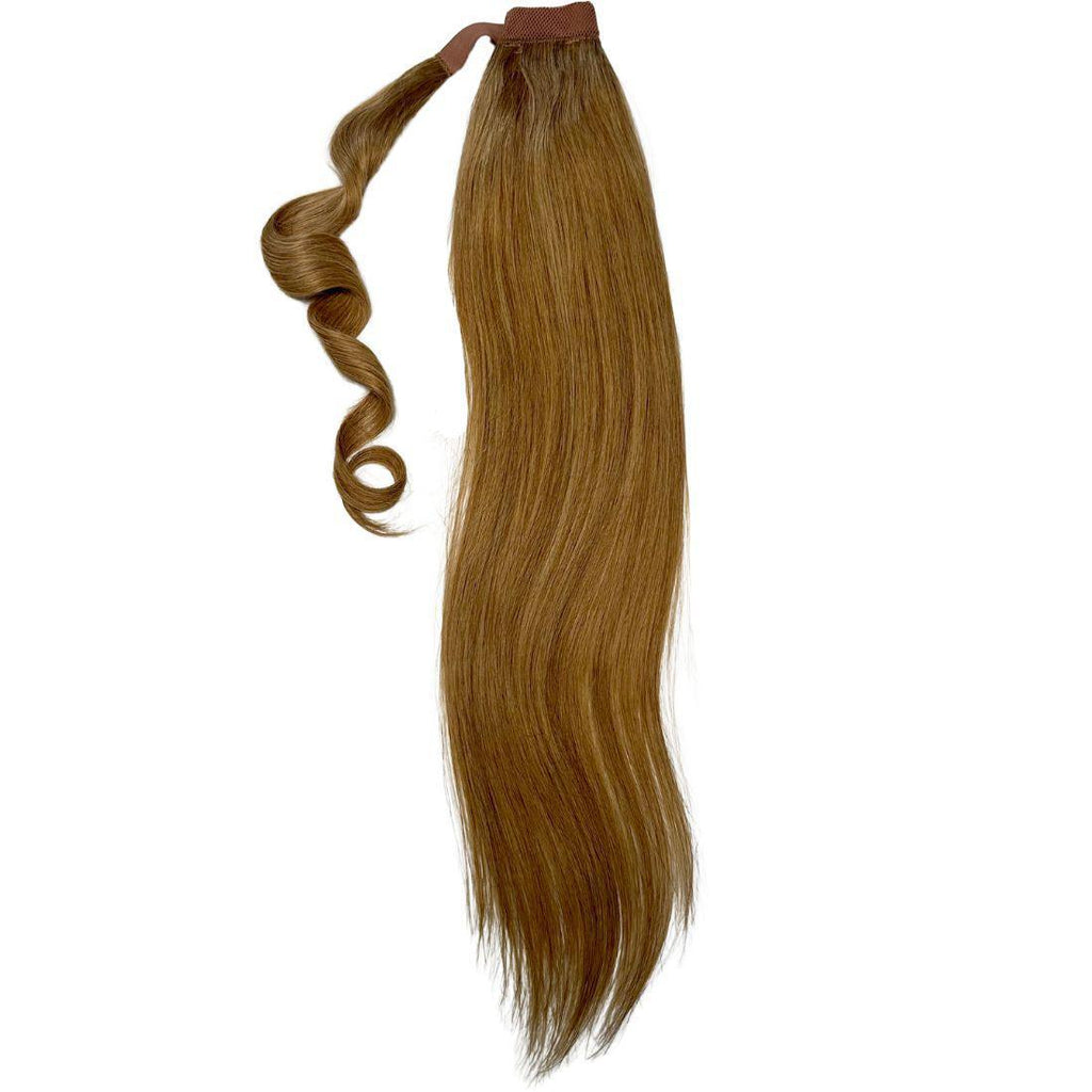 Close-up view of Dark Brown Ponytail, focusing on the built-in comb attachment for secure and easy styling.