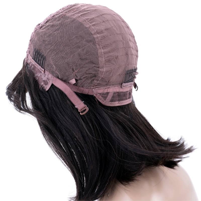Inside view of the Straight Bang Bob Wig, focusing on its cap structure for comfort and fit.