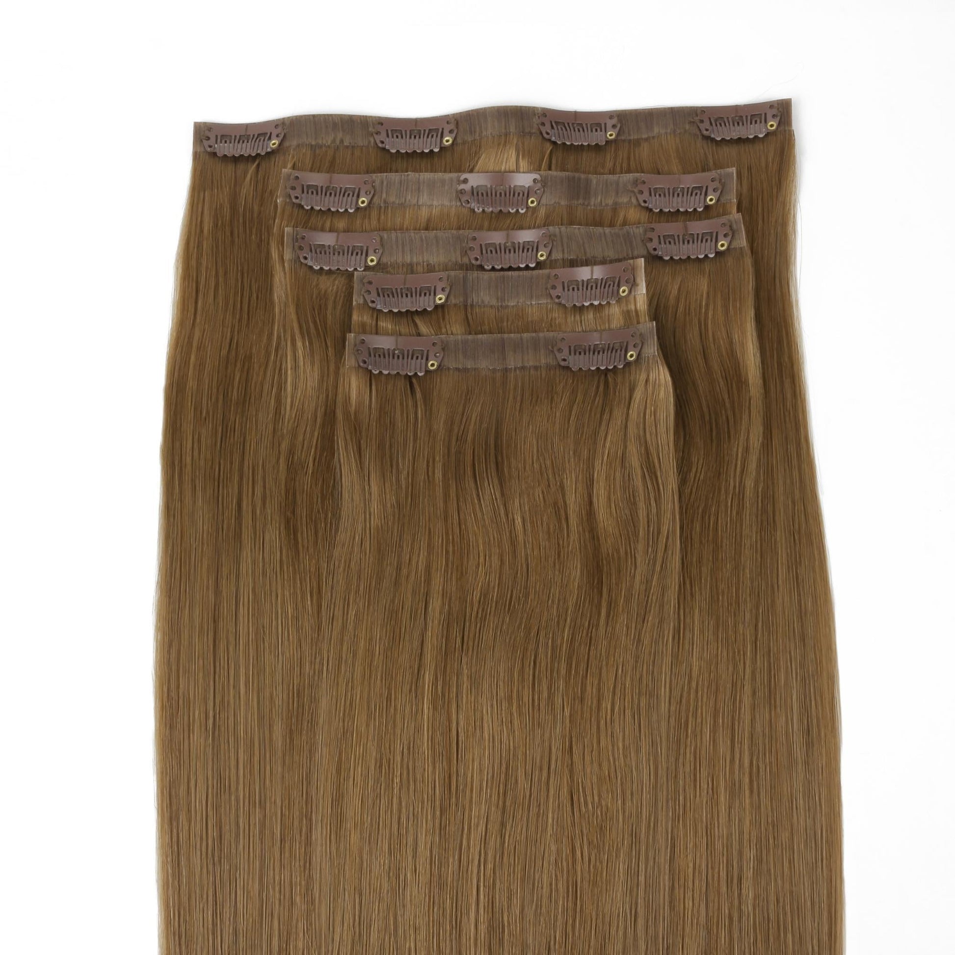 Medium Chestnut Brown invisible clip-in hair extensions in 100% human hair – Nikki Smith Hair Collection