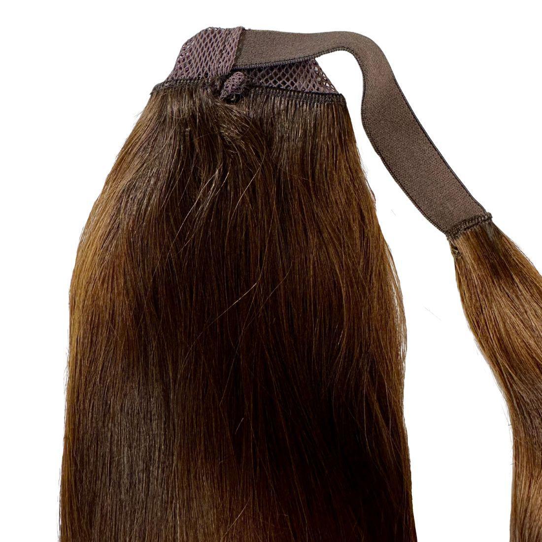 Dark Brown Ponytail extension, providing a flawless finish with easy-to-use attachment and sleek texture.