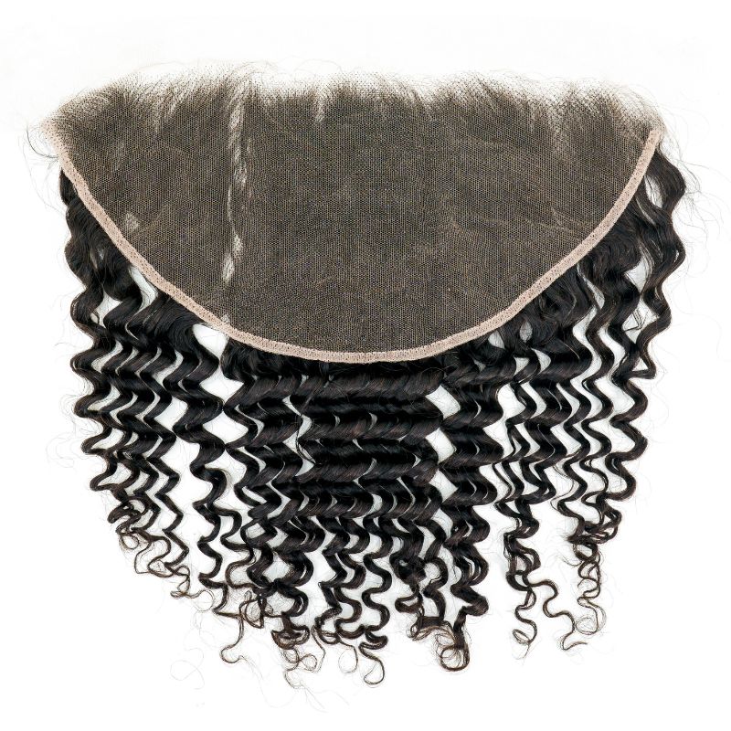 Detailed back view of 13x6 HD Brazilian DeepWave Frontal, highlighting lace and deep wave texture.