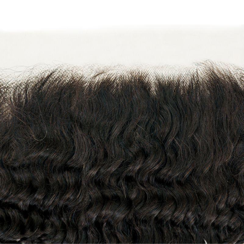 Image showing the full length and texture of the HD Brazilian Deep Wave Frontal with 13x6 lace.