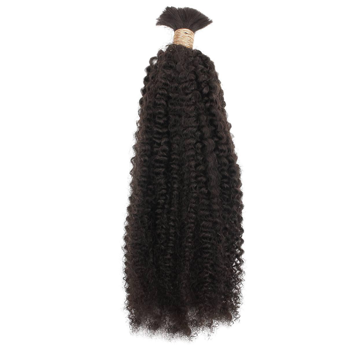 Afro Kinky Bulk Human Hair Extensions, 100% virgin hair, natural 1B color, perfect for voluminous, versatile braiding styles
