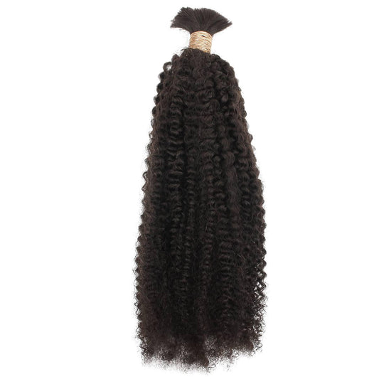 Afro Kinky Bulk Human Hair Extensions, 100% virgin hair, natural 1B color, perfect for voluminous, versatile braiding styles