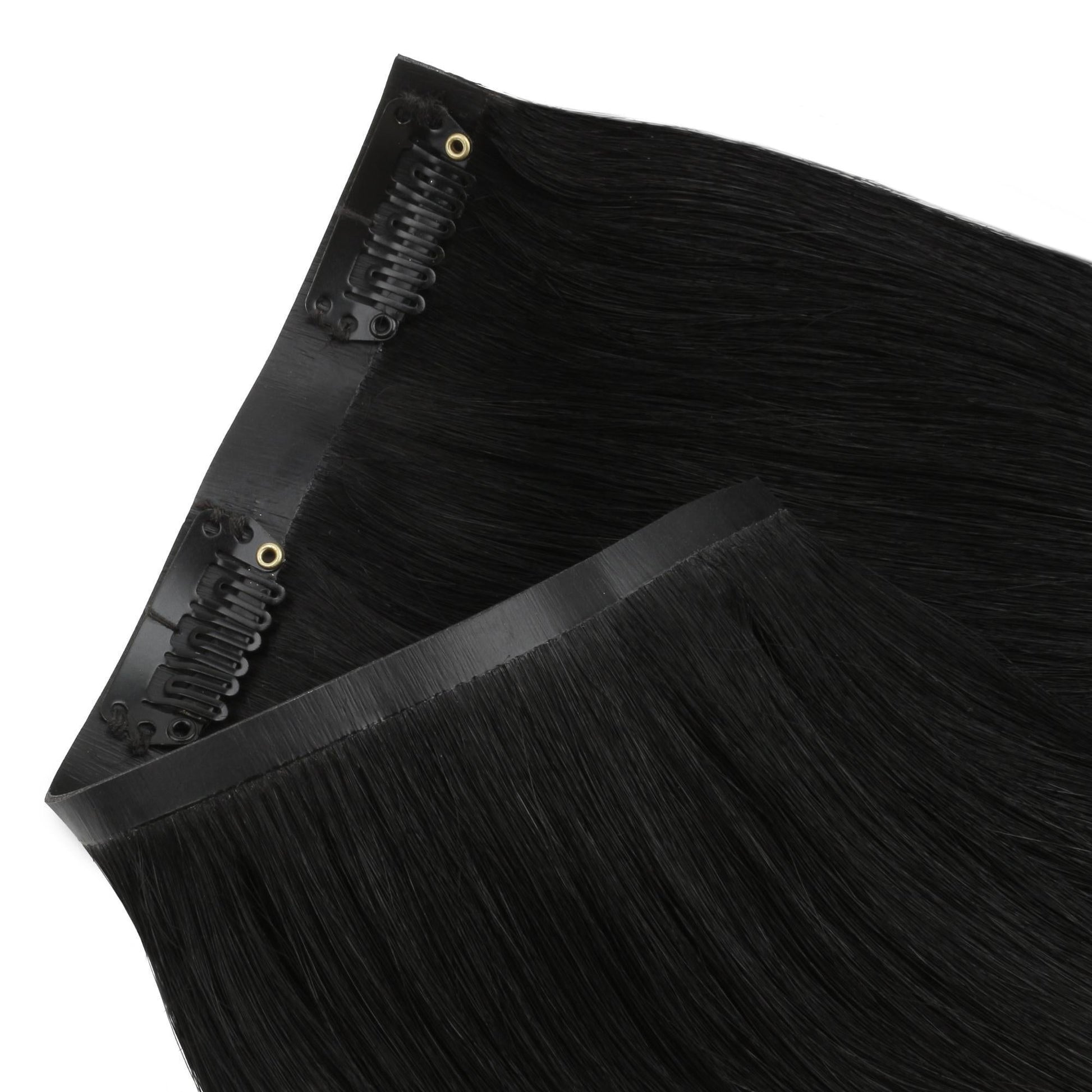Jet Black seamless clip-in hair extensions in 100% human hair – Nikki Smith Hair Collection