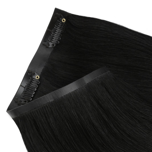 Jet Black seamless clip-in hair extensions in 100% human hair – Nikki Smith Hair Collection