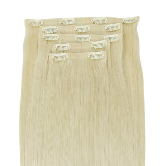 Platinum Blonde invisible clip-in hair extensions in 100% human hair – Nikki Smith Hair Collection