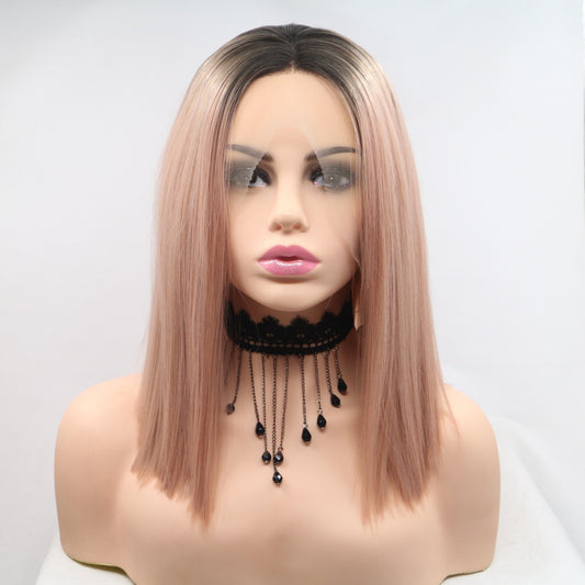Lace Front Wigs Synthetic Mid-length Straight 12" 130% Density