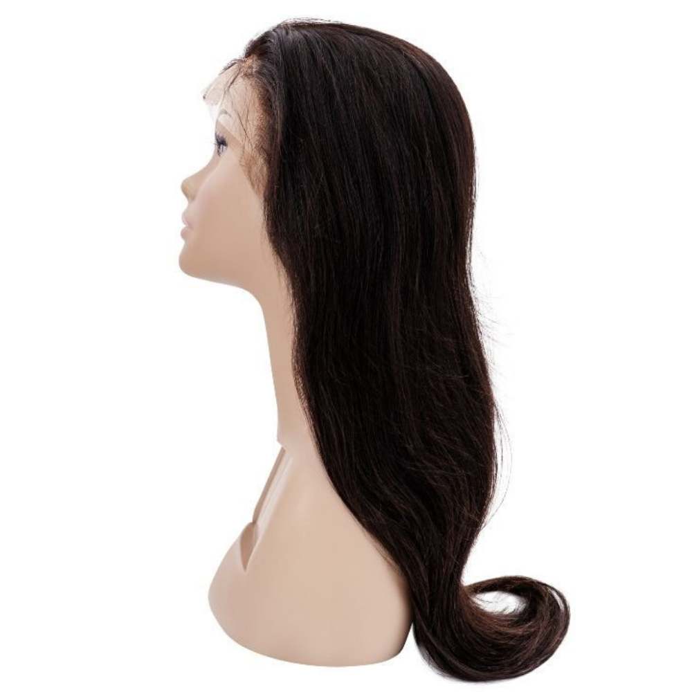 Straight Full Lace Wig from Nikki Smith Hair Collection, made with natural 1B human hair. This wig offers a silky straight style, full lace construction, 130% density, and a comfortable fit. Available in lengths from 10” to 28” for a sleek, natural look.