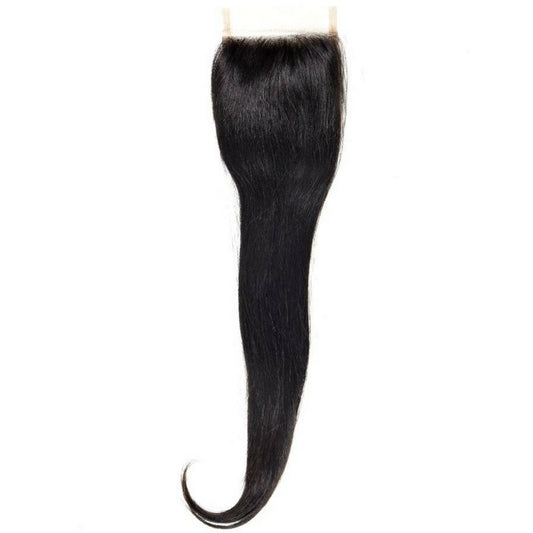 Brazilian Silky Straight 4x4 Transparent Closure, showcasing its natural lace and silky straight texture.