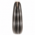 Salt and pepper balayage straight virgin human hair 2x6 HD lace closure on white background