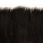 Image focusing on the straight hair texture and HD lace of the Brazilian Straight Frontal.