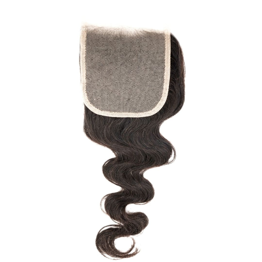 Brazilian Body Wave 4x4 Closure, focusing on the smooth waves and transparent lace for a natural look.