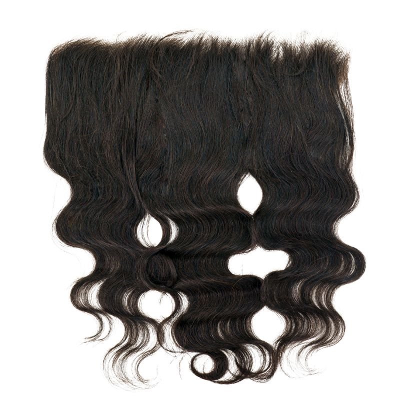 Image of HD Brazilian Body Wave Lace Frontal, showing natural 1B color with a sleek body wave texture.
