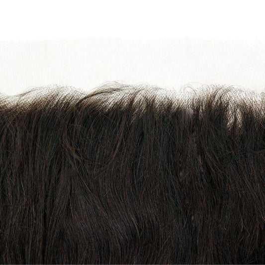 Close-up image of the 13x6 HD Brazilian Body Wave Frontal with defined body wave curls and natural lace finish.