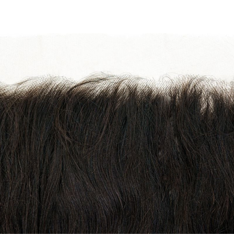 Close-up image of the 13x6 HD Brazilian Body Wave Frontal with defined body wave curls and natural lace finish.