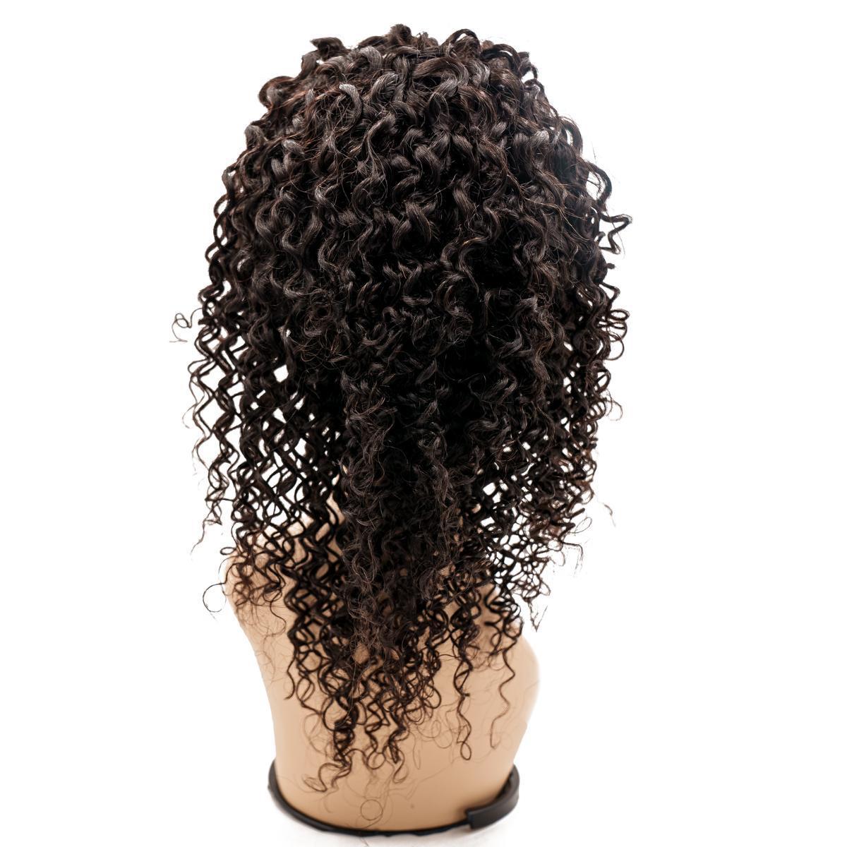 Back view of the Curly Silicone Skin Medical Wig, showing the comfortable fit and breathable silicone skin base.