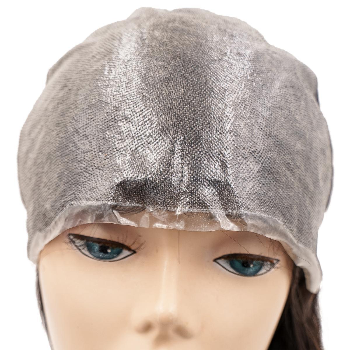 Top view of the Curly Fine Mono Base Medical Wig, highlighting the fine mono base construction and the natural curl pattern for a flawless look.