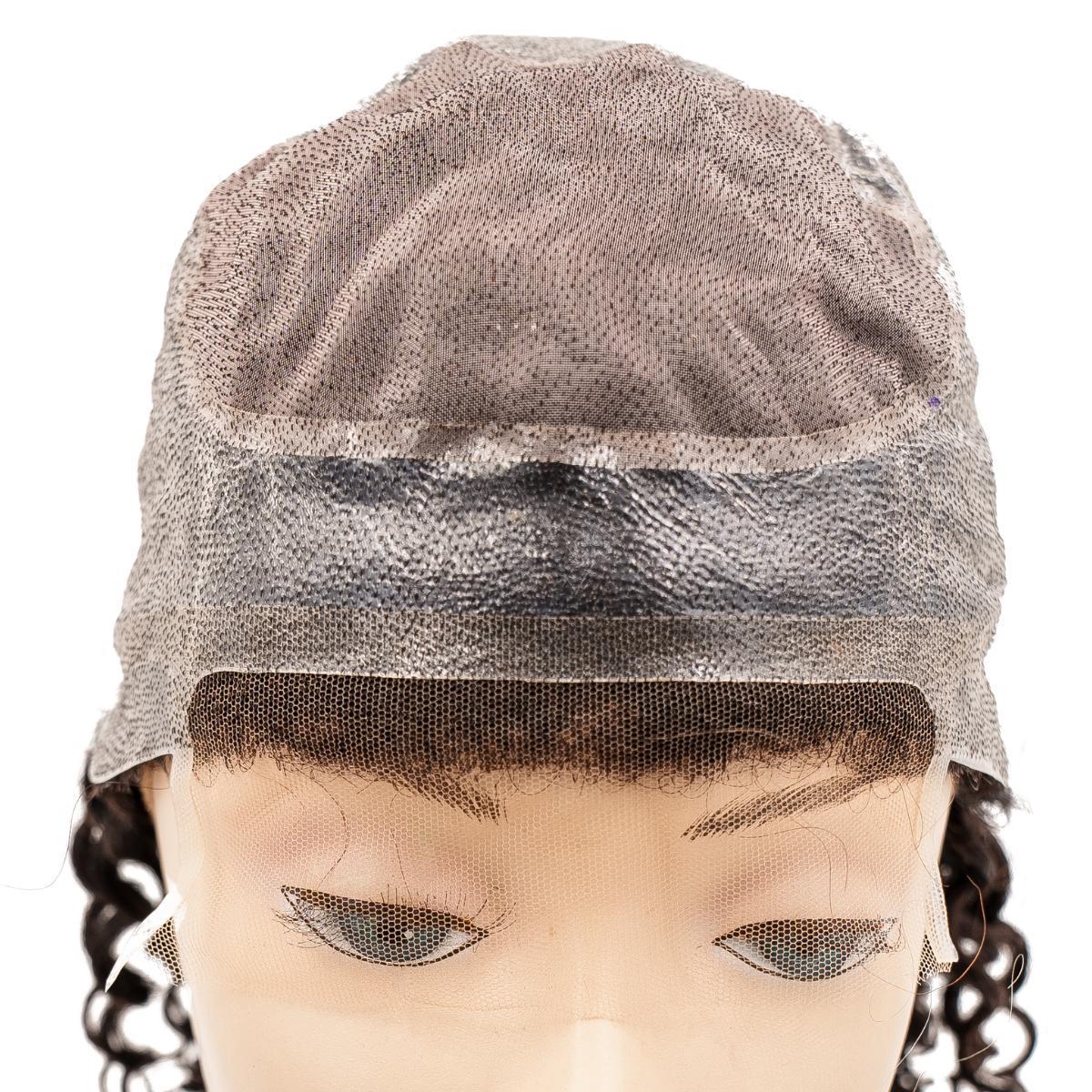 Another angle of the Curly Silicone Skin Medical Wig, highlighting the lightweight and breathable construction for sensitive scalps.