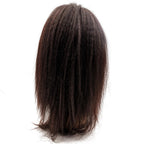 Close-up view of the Kinky Straight Silicone Skin Medical Wig, showcasing the texture and the smooth silicone skin cap for a realistic fit.