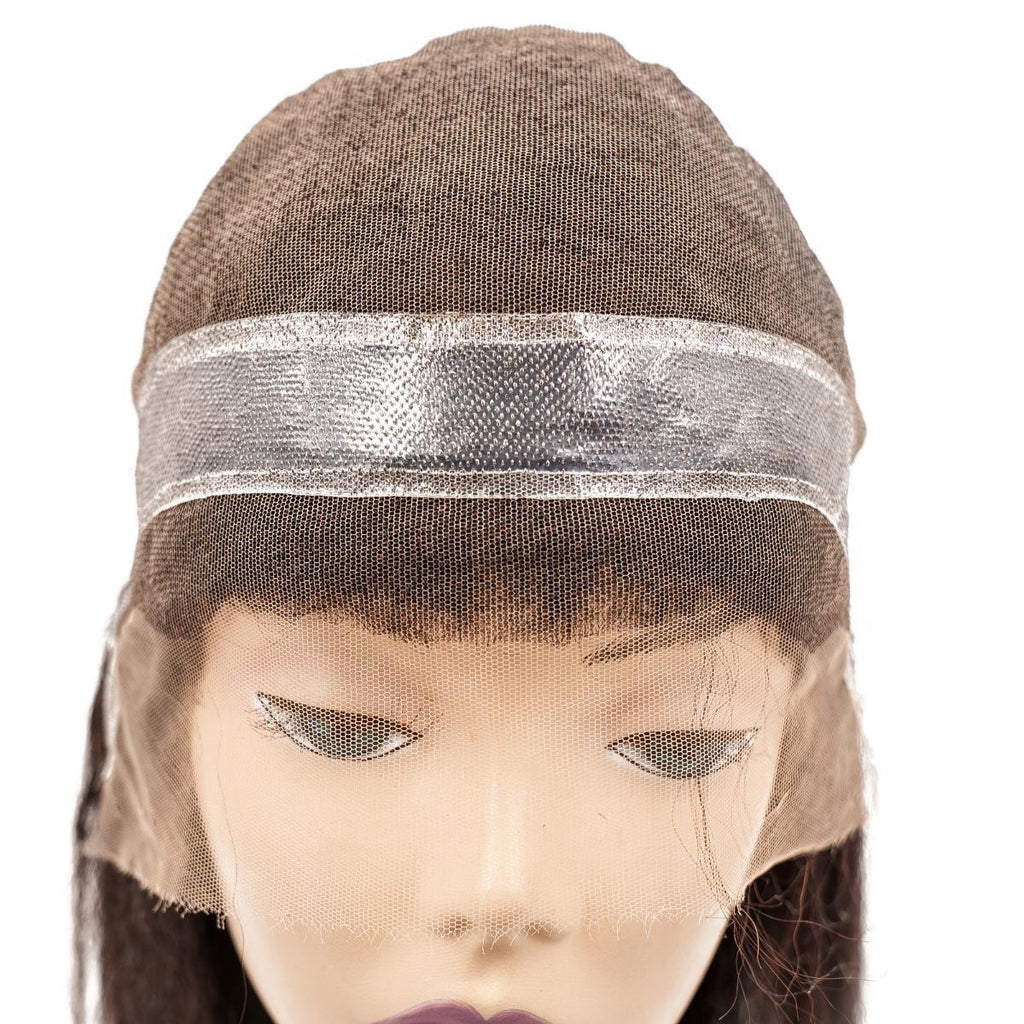 Detailed image of the Kinky Straight Silicone Skin Medical Wig, showcasing the sleek kinky straight hairstyle and natural fit.
