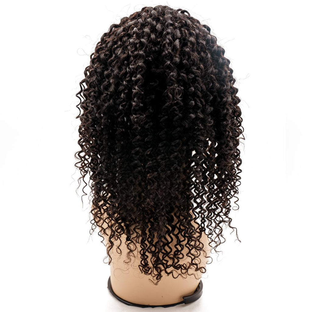 Another angle of the Curly Mono Lace Front PU Medical Wig, emphasizing the PU on the sides and back for added comfort and breathability with the curly hair.