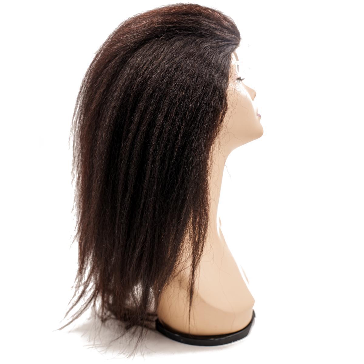 Back view of the Kinky Straight Silicone Skin Medical Wig, demonstrating the smooth fit and natural-looking kinky straight hairstyle.