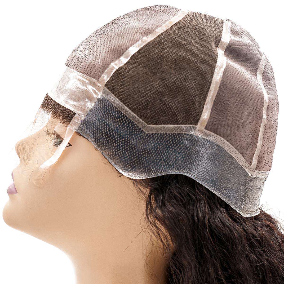 Side view of the Kinky Straight Silicone Skin Medical Wig, highlighting the sleek kinky straight texture and the silicone skin base.