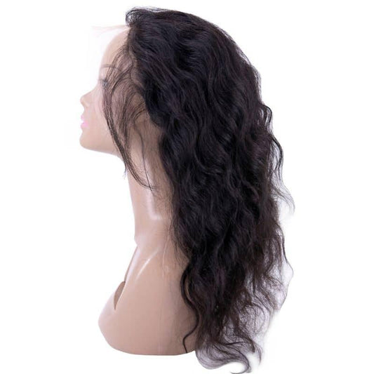 a Raw Indian Curly Wig with a natural-looking texture and a lustrous shine. The wig is made of 100% unprocessed human hair and styled in a curly pattern. It is a great choice for anyone looking for a high-quality and versatile hair replacement option.