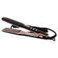 Image focusing on the black and pink design of the titanium flat iron, with a focus on its 1.75-inch plates.