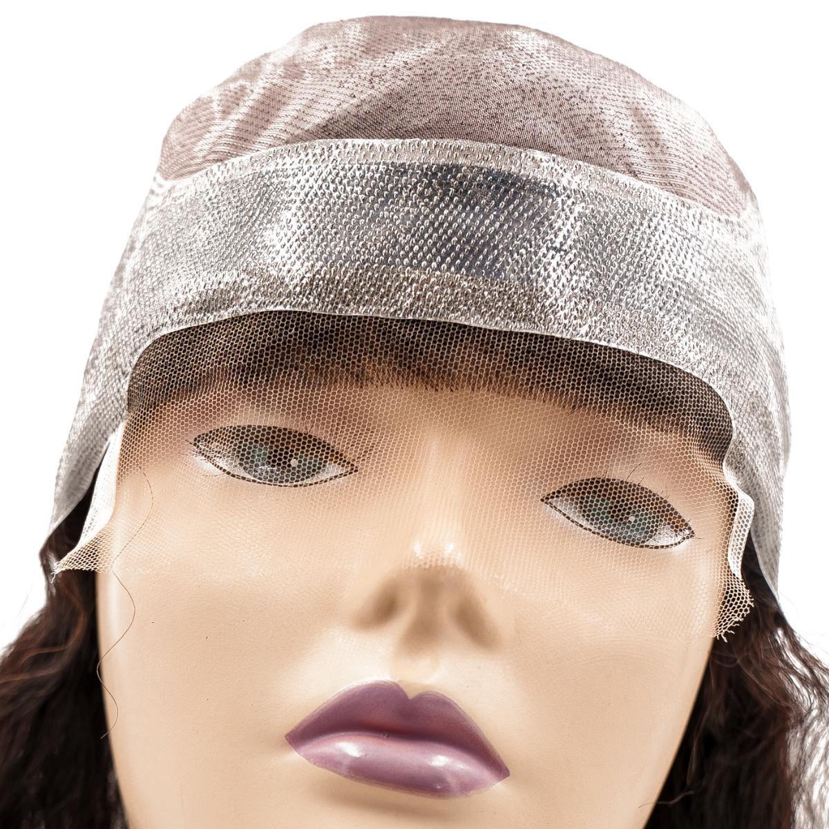 Another angle of the Kinky Straight Fine Mono Base Medical Wig, showing the styling versatility and natural 1B hair color.