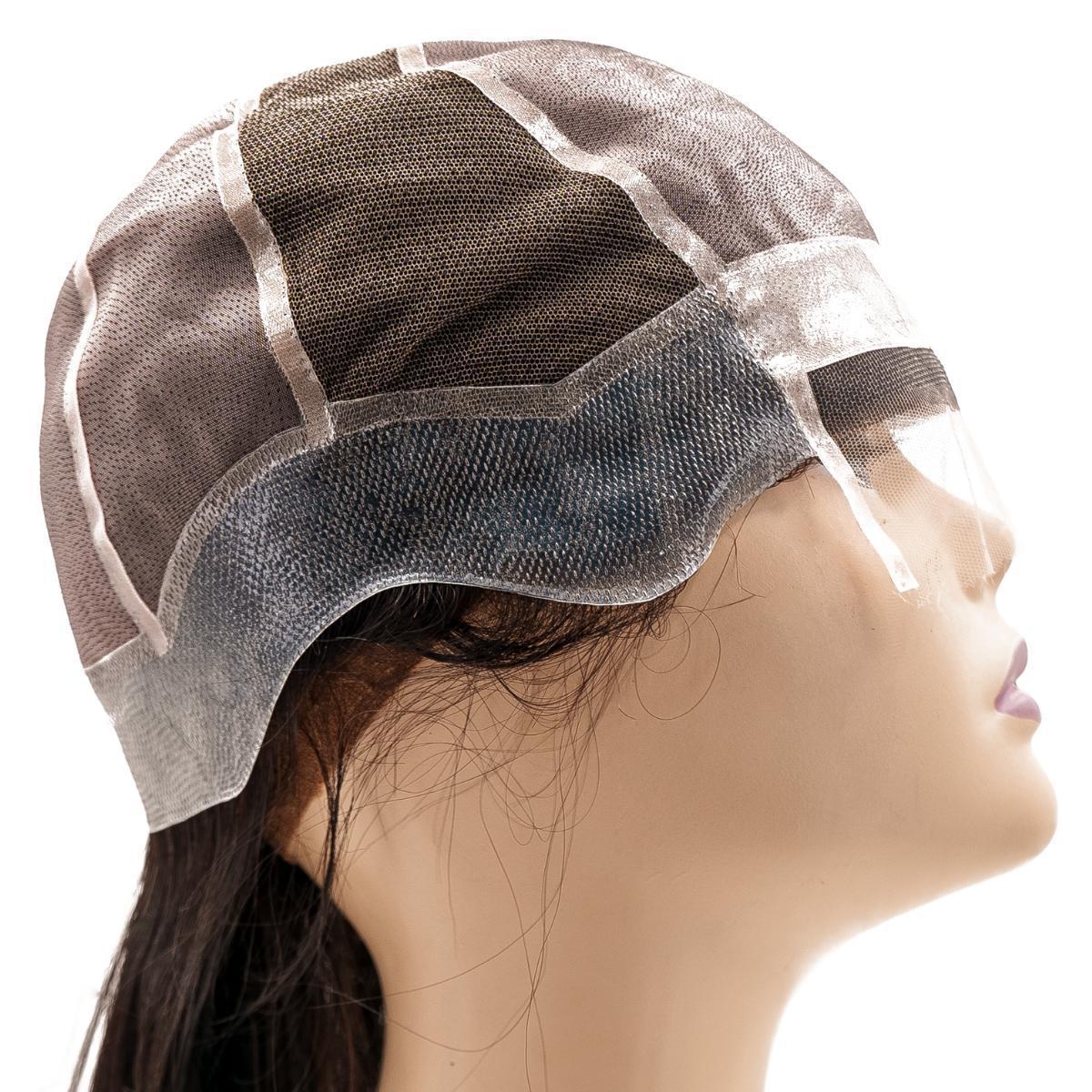 Additional angle of the Straight Silicone Skin Medical Wig, emphasizing the natural 1B color and the comfortable, medium-sized cap.