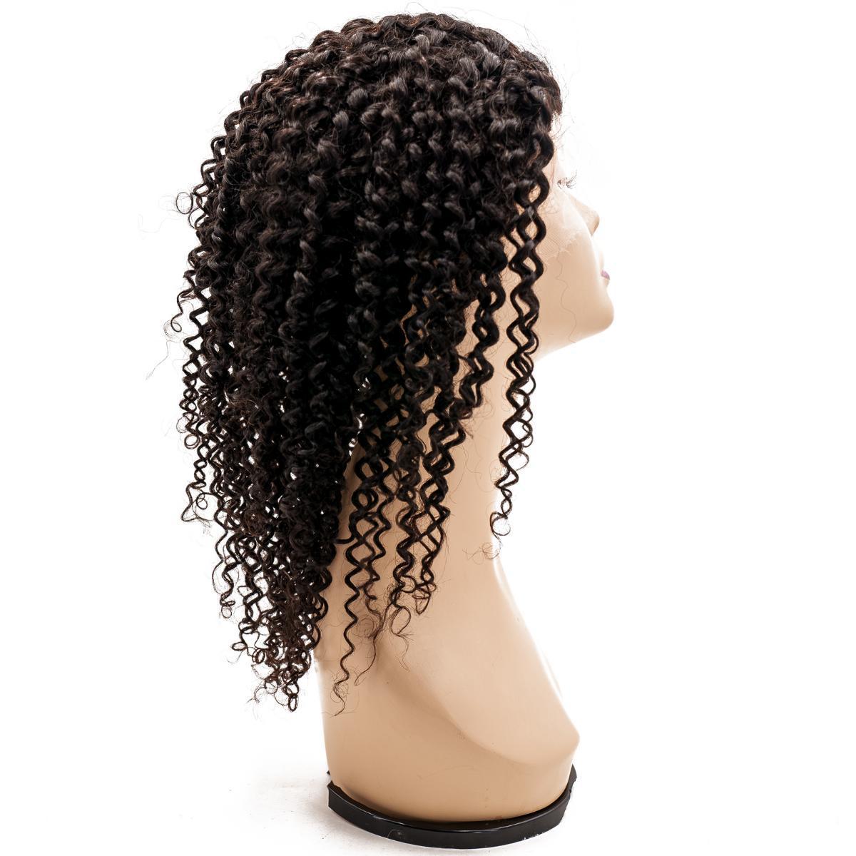 Another angle of the Curly Mono Lace Front PU Medical Wig, emphasizing the PU on the sides and back for added comfort and breathability with the curly hair.