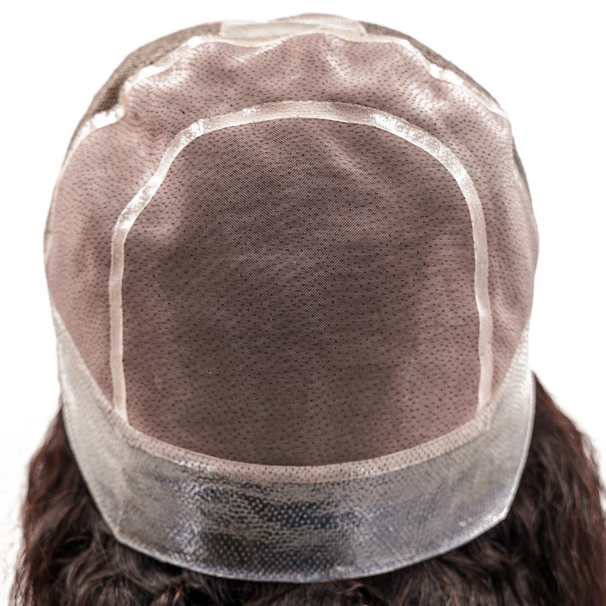 Back view of the Kinky Straight Silicone Skin Medical Wig, demonstrating the smooth fit and natural-looking kinky straight hairstyle.