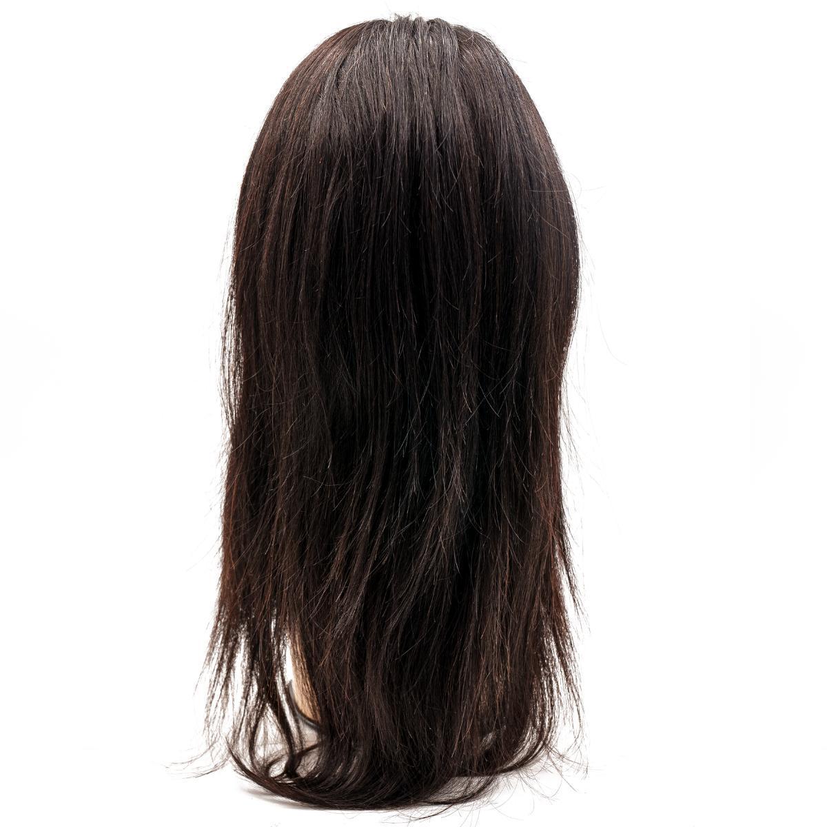 Detailed view of the Straight Mono Lace Front PU Medical Wig, emphasizing the medium size cap and high-quality human hair.