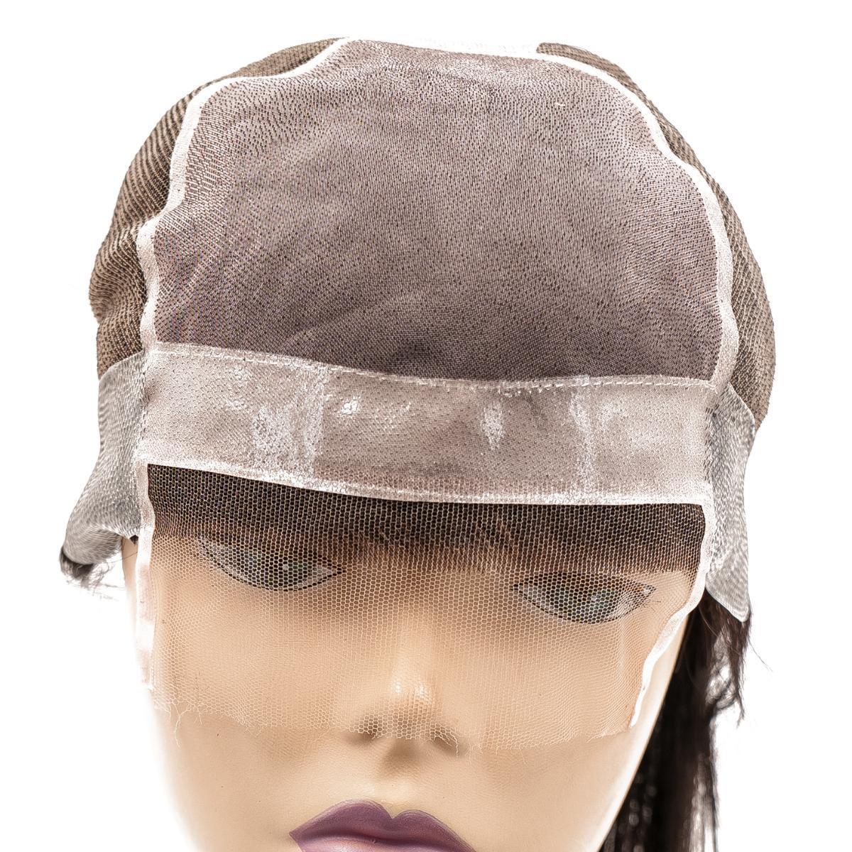 Side view of the Straight Silicone Skin Medical Wig, showcasing the smooth straight hair and realistic silicone skin cap.