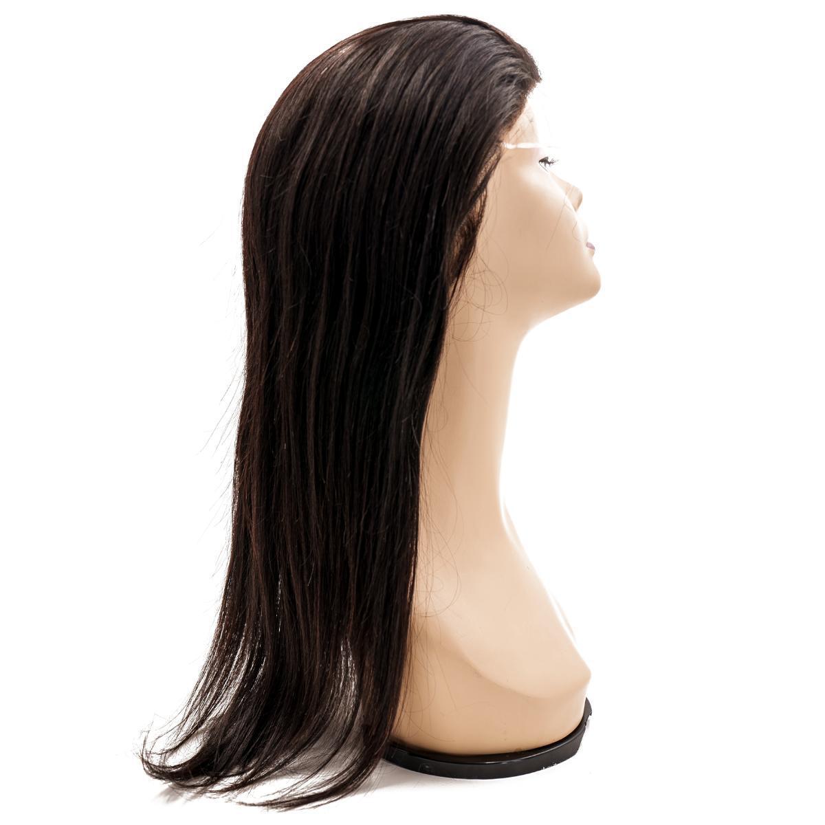 Additional angle of the Straight Silicone Skin Medical Wig, emphasizing the natural 1B color and the comfortable, medium-sized cap.