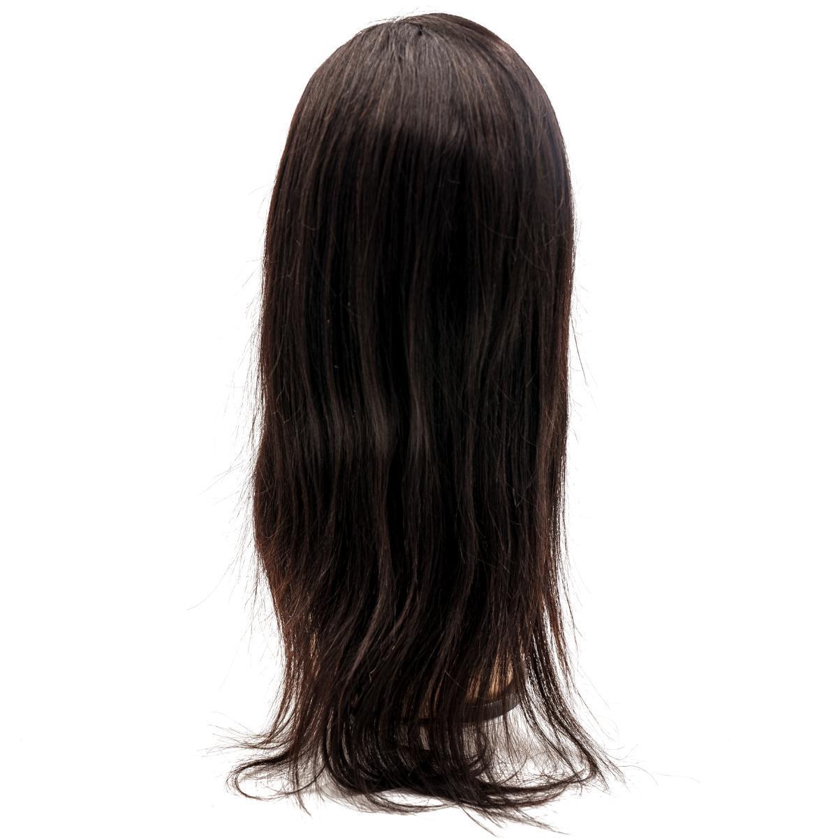 Back view of the Curly Fine Mono Base Medical Wig, emphasizing the secure fit and breathable crown with a fine mono base and lace front.