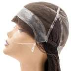 Another view of the Straight Mono Lace Front PU Medical Wig, showing the wig's breathable design with PU on the sides and back.