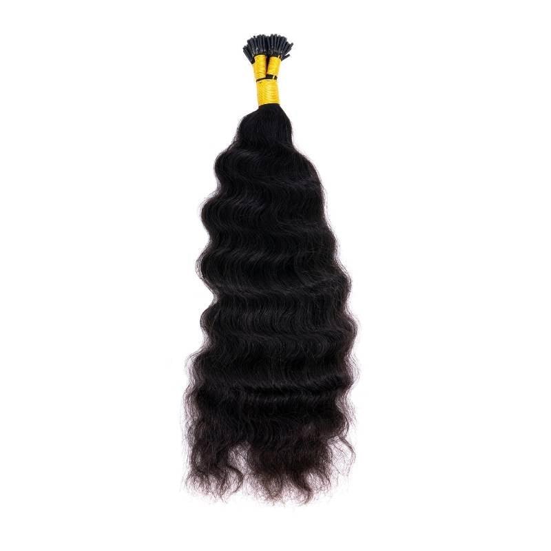 Raw Indian Curly Natural Black I-Tip - Nikki Smith Collection 