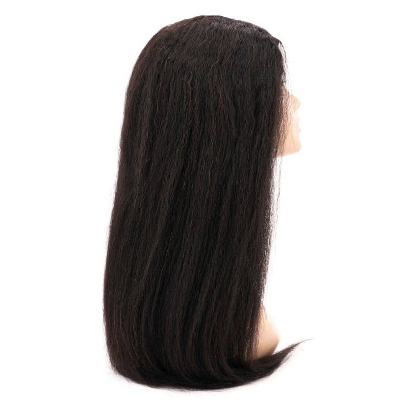 Image of the Brazilian Kinky Straight U-Part Wig showcasing its natural texture and glue-less design for a seamless, natural look.