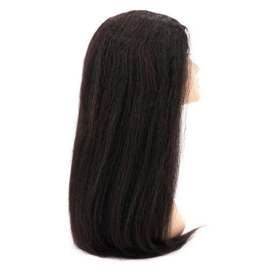 Image of the Brazilian Kinky Straight U-Part Wig showcasing its natural texture and glue-less design for a seamless, natural look.
