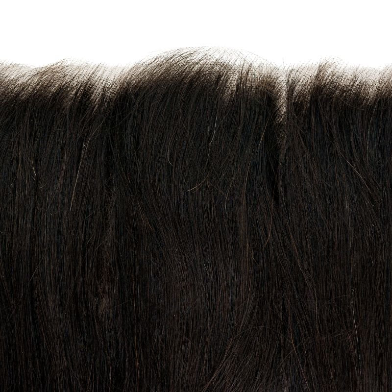Close-up image of the 13x6 HD Brazilian Straight Frontal, showcasing the silky straight texture and lace detail.