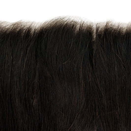 Close-up image of the 13x6 HD Brazilian Straight Frontal, showcasing the silky straight texture and lace detail.
