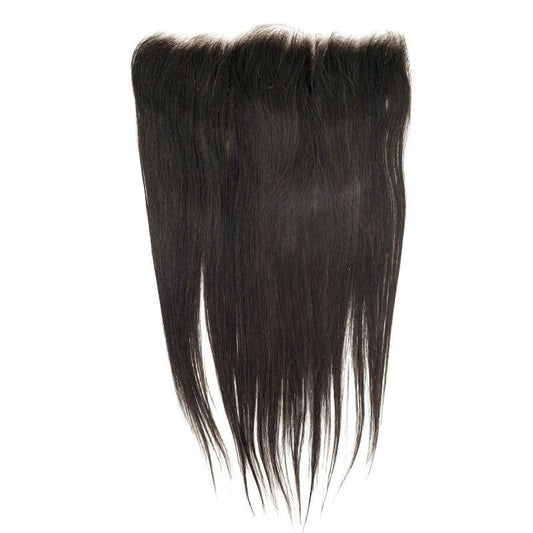 Image of HD Brazilian Straight Lace Frontal with sleek, straight hair and natural 1B color.