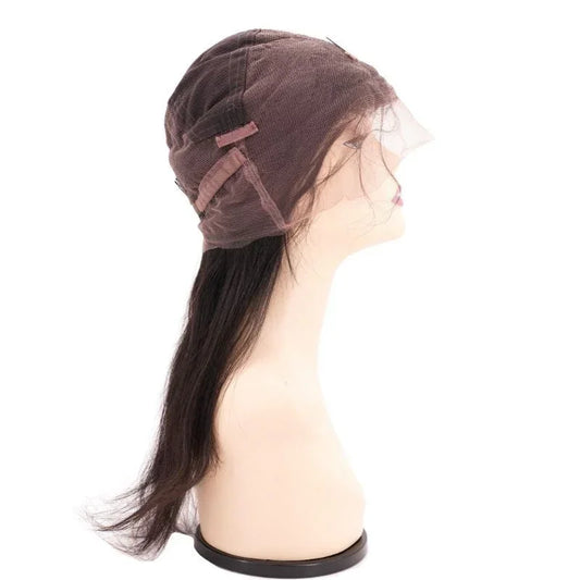 Straight Full Lace Wig from Nikki Smith Hair Collection, made with natural 1B human hair. This wig offers a silky straight style, full lace construction, 130% density, and a comfortable fit. Available in lengths from 10” to 28” for a sleek, natural look.